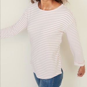 OLD NAVY French Terry Pink & White Striped Top
